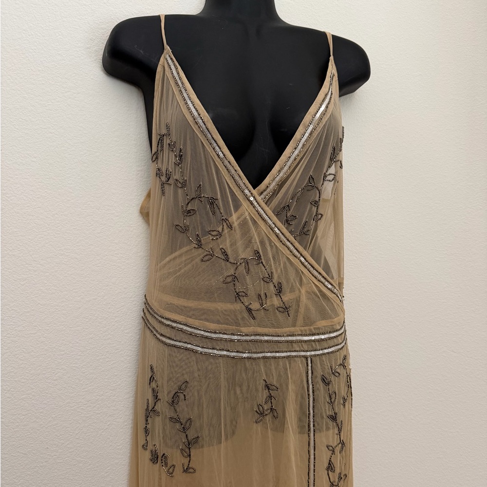 Free People Sheer sky fall beaded wrap dress sz Large - Picture 7 of 13